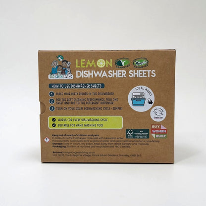 Eco Green Living Dishwasher Sheets – Lemon Scent | 40 Sheets - EcoGreenLiving