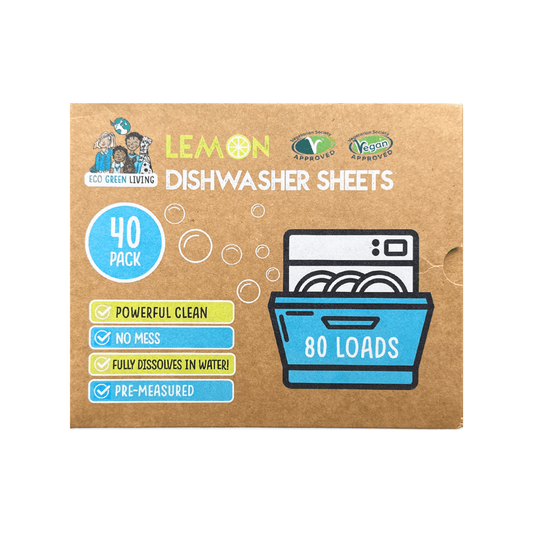 Eco Green Living Dishwasher Sheets – Lemon Scent | 40 Sheets - EcoGreenLiving