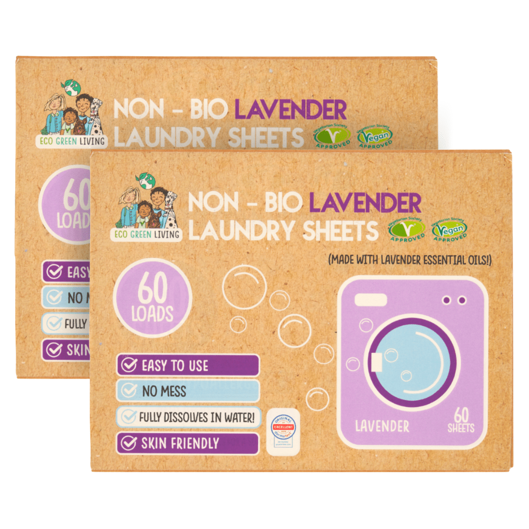 Non-Bio Laundry Detergent Sheets (Lavender) 60 x 2, 120 sheets - EcoGreenLiving