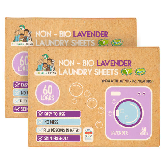 Non-Bio Laundry Detergent Sheets (Lavender) 60 x 2, 120 sheets - EcoGreenLiving