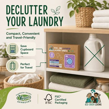 Non-Bio Laundry Detergent Sheets (Lavender) 60 x 2, 120 sheets - EcoGreenLiving