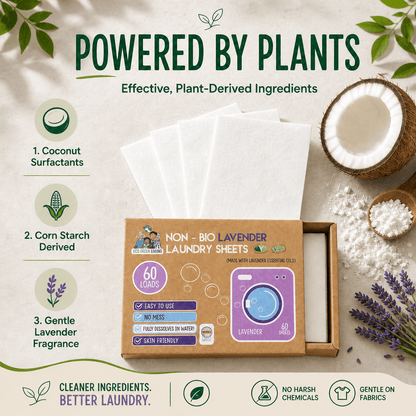 Non-Bio Laundry Detergent Sheets (Lavender) 60 x 2, 120 sheets - EcoGreenLiving
