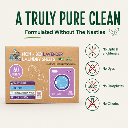 Non-Bio Laundry Detergent Sheets (Lavender) 60 x 2, 120 sheets - EcoGreenLiving