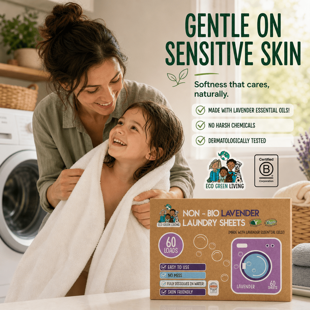 Non-Bio Laundry Detergent Sheets (Lavender) 60 x 2, 120 sheets - EcoGreenLiving