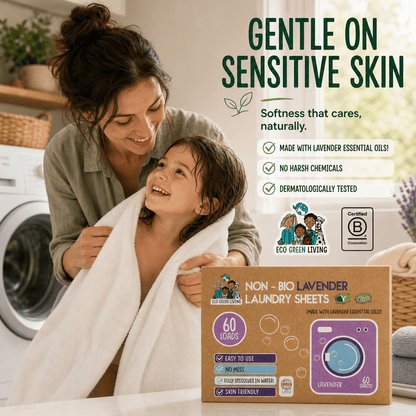 Non-Bio Laundry Detergent Sheets (Lavender) 60 x 2, 120 sheets - EcoGreenLiving
