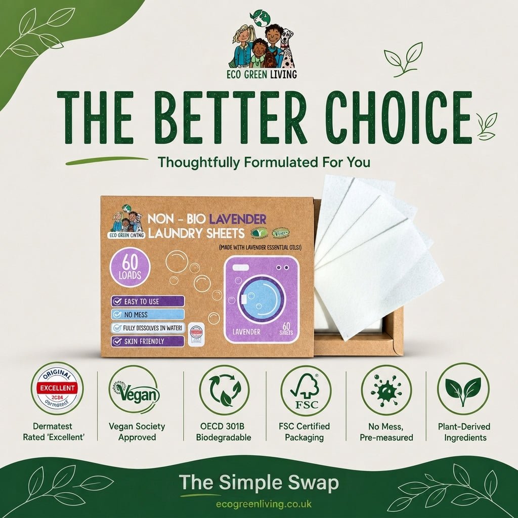 Non-Bio Laundry Detergent Sheets (Lavender) 60 x 2, 120 sheets - EcoGreenLiving