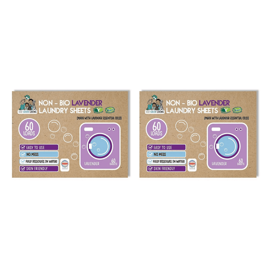 Non - Bio Laundry Detergent Sheets (Lavender) 60 x 2, 120 sheets - EcoGreenLiving