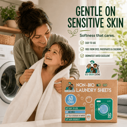 Non-Bio Laundry Detergent Sheets x 60 (Fragrance-Free) Eco Green Living - EcoGreenLiving