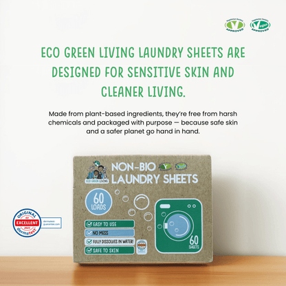 Non - Bio Laundry Detergent Sheets x 60 (Fragrance - Free) Eco Green Living - EcoGreenLiving