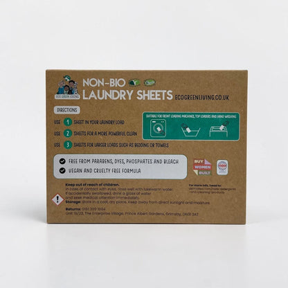 Non-Bio Laundry Detergent Sheets x 60 (Fragrance-Free) Eco Green Living - EcoGreenLiving