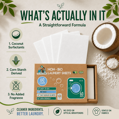 Non-Bio Laundry Detergent Sheets x 60 (Fragrance-Free) Eco Green Living - EcoGreenLiving