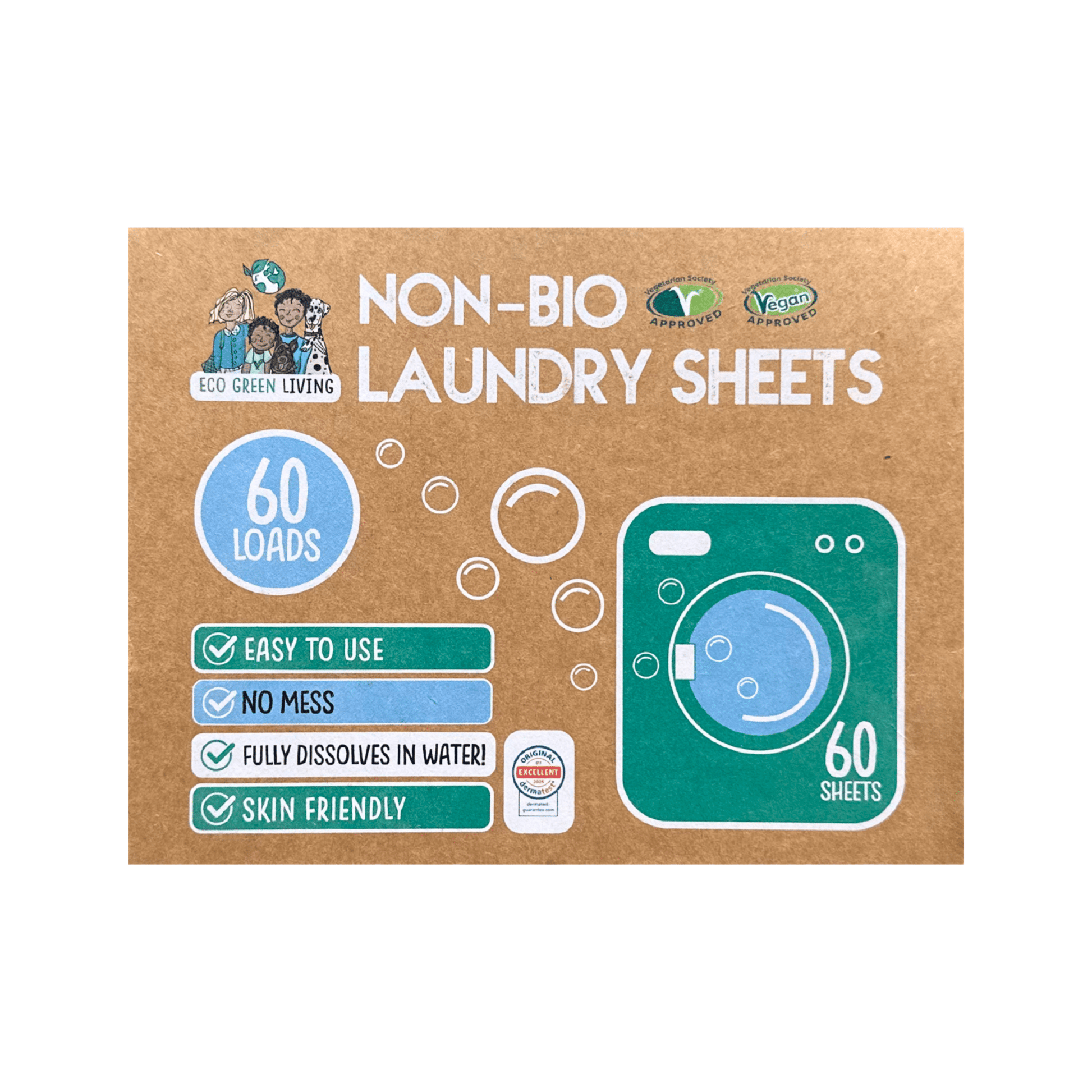 Non-Bio Laundry Detergent Sheets x 60 (Fragrance-Free) Eco Green Living - EcoGreenLiving