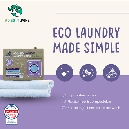 Non - Bio Laundry Detergent Sheets x 60 (Lavender) Eco Green Living - EcoGreenLiving