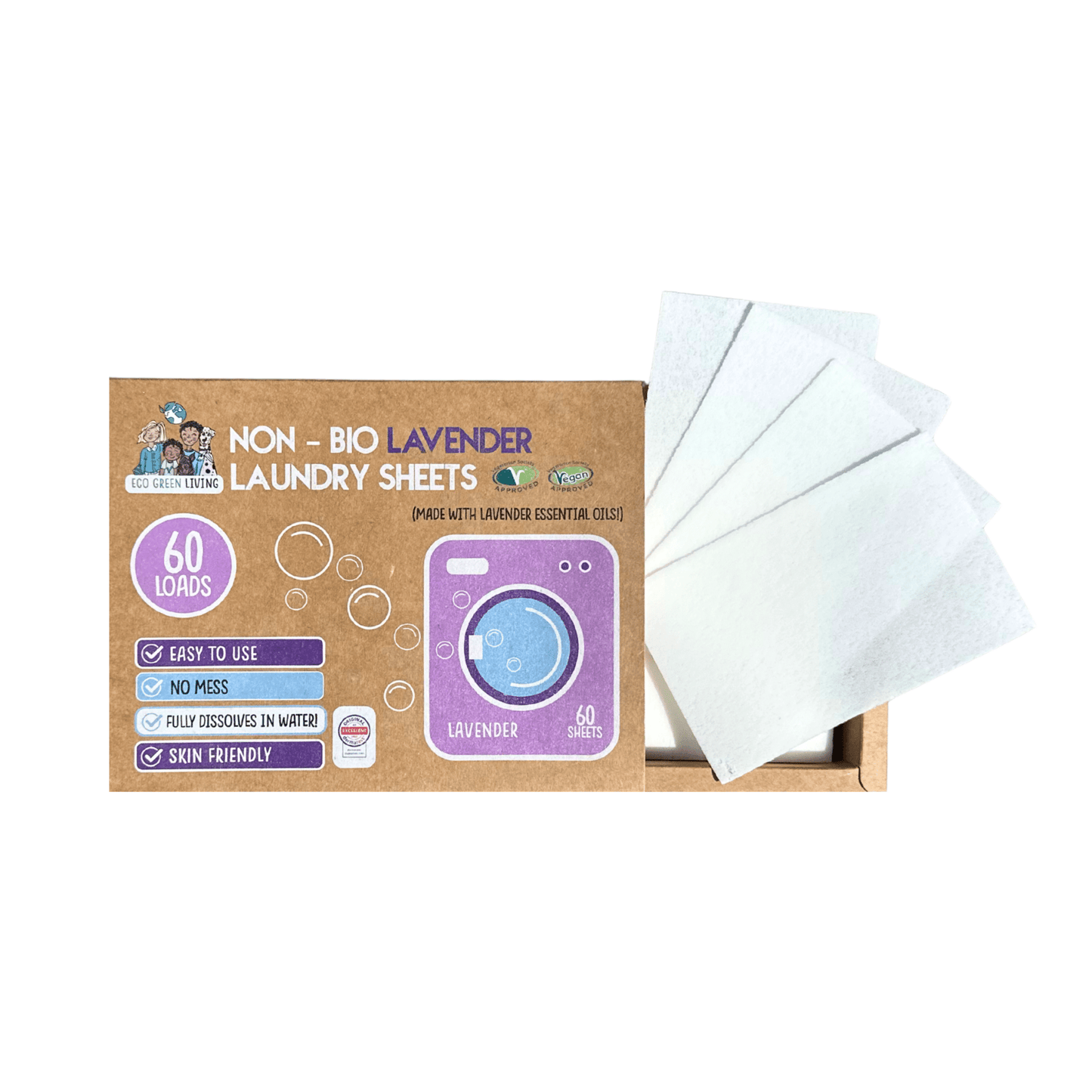 Non-Bio Laundry Detergent Sheets x 60 (Lavender) Eco Green Living - EcoGreenLiving
