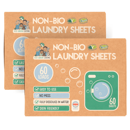 Non-Bio Laundry Sheets (Un-scented) 60 x 2, 120 sheets - EcoGreenLiving