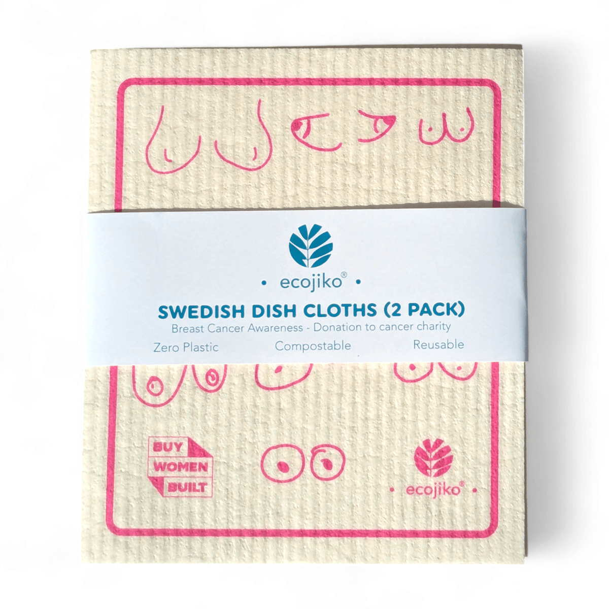 Swedish Dish Cloths | Breast Cancer Awareness Dish Cloths (2 pack) - EcoGreenLiving