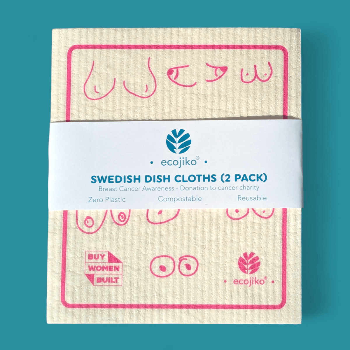 Swedish Dish Cloths | Breast Cancer Awareness Dish Cloths (2 pack) - EcoGreenLiving
