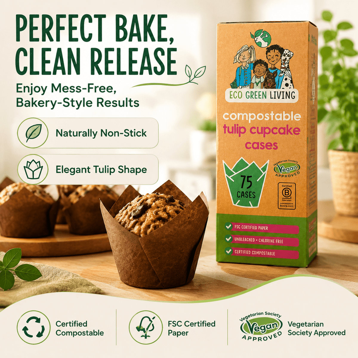 Tulip Cupcake Cases – 75 Pack - EcoGreenLiving