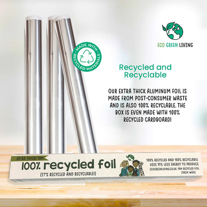 100% Recycled Tin Foil Eco Friendly - 3 Rolls - 30cm x 10m - EcoGreenLiving