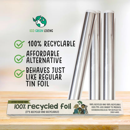 100% Recycled Tin Foil Eco Friendly - 3 Rolls - 30cm x 10m - EcoGreenLiving
