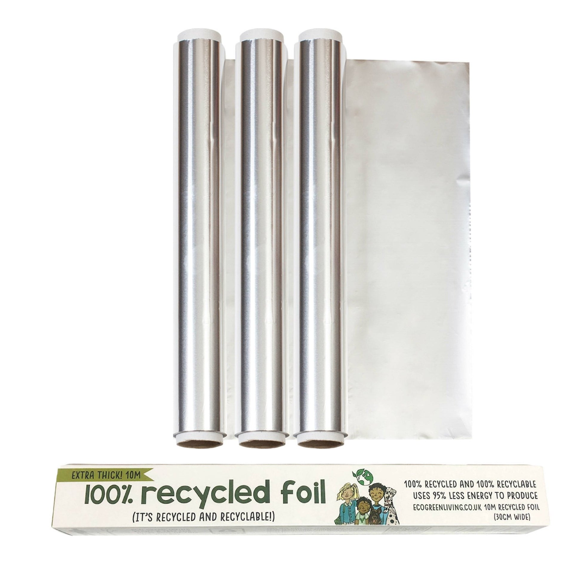 100% Recycled Tin Foil Eco Friendly - 3 Rolls - 30cm x 10m - EcoGreenLiving