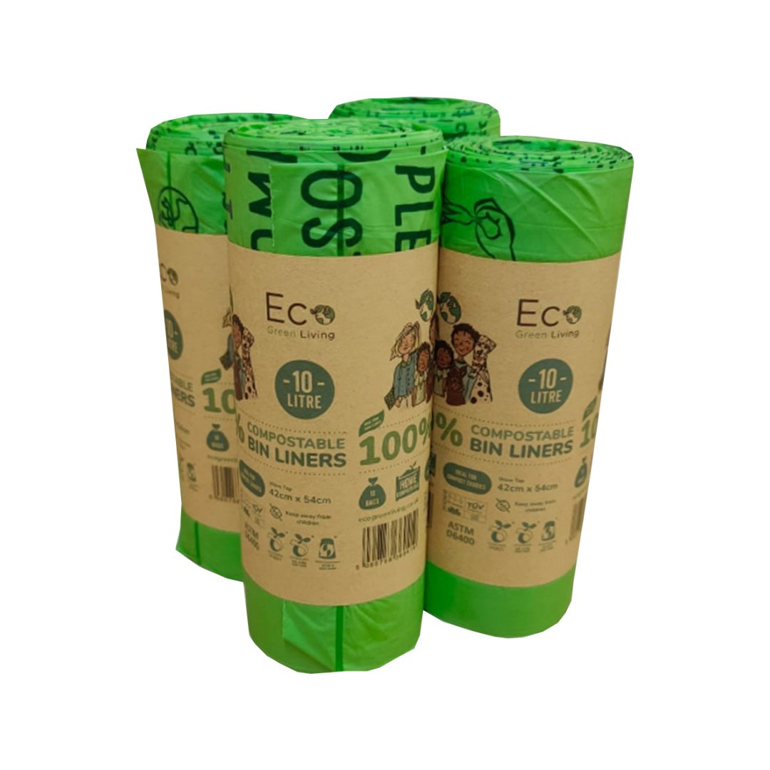 10L Compostable Waste Bags | 4 Rolls of 18 Bags | Eco Green Living
