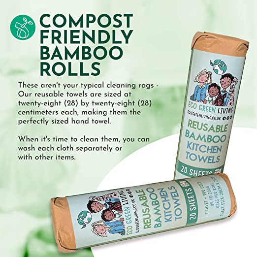 3 Pack of Reusable Bamboo Kitchen Towels - EcoGreenLiving