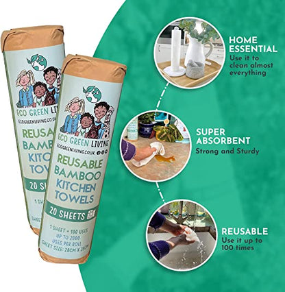 3 Pack of Reusable Bamboo Kitchen Towels - EcoGreenLiving