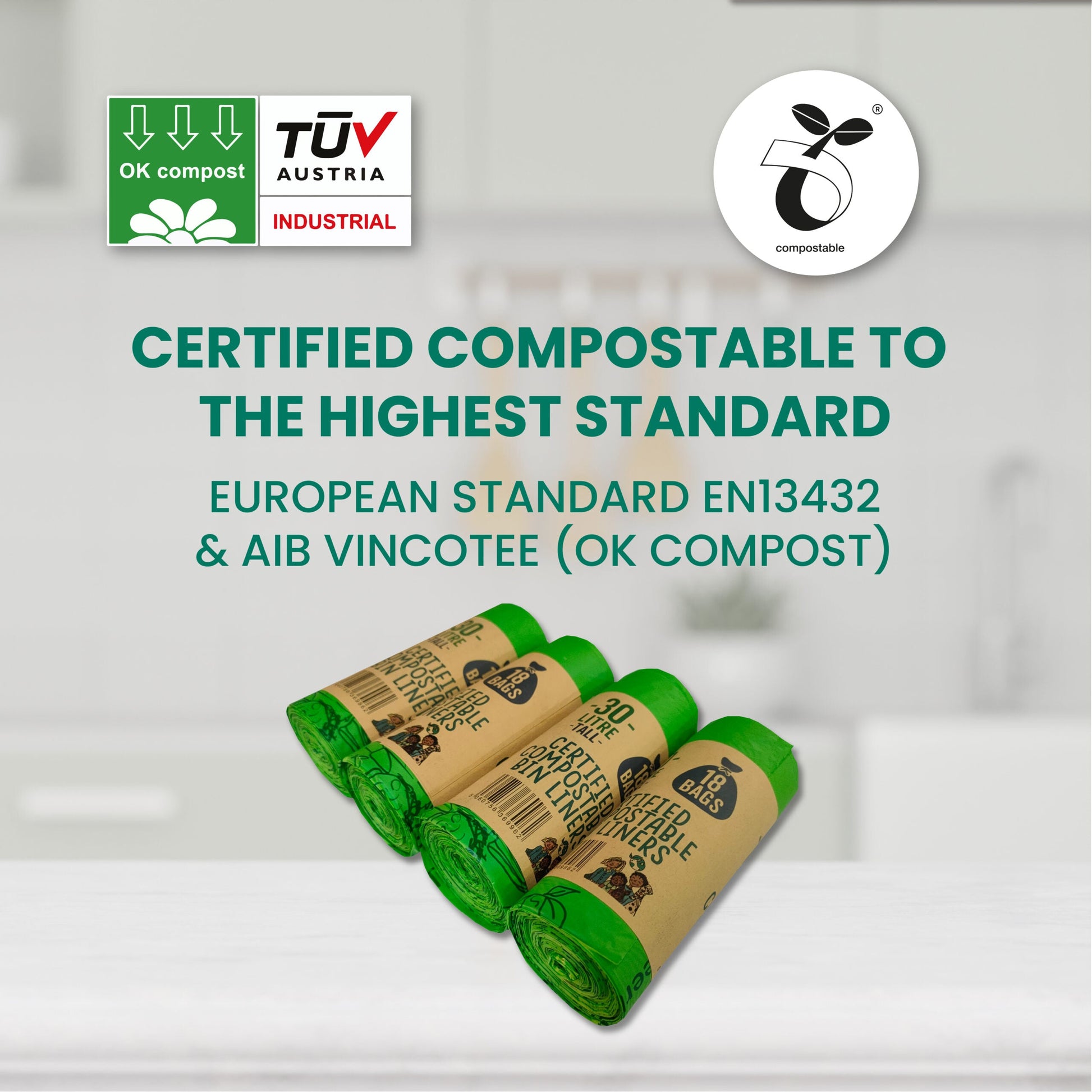 30 Litre Compostable Waste Bags | 1 Roll of 18 Bags | Eco Green Living - Eco Green Living