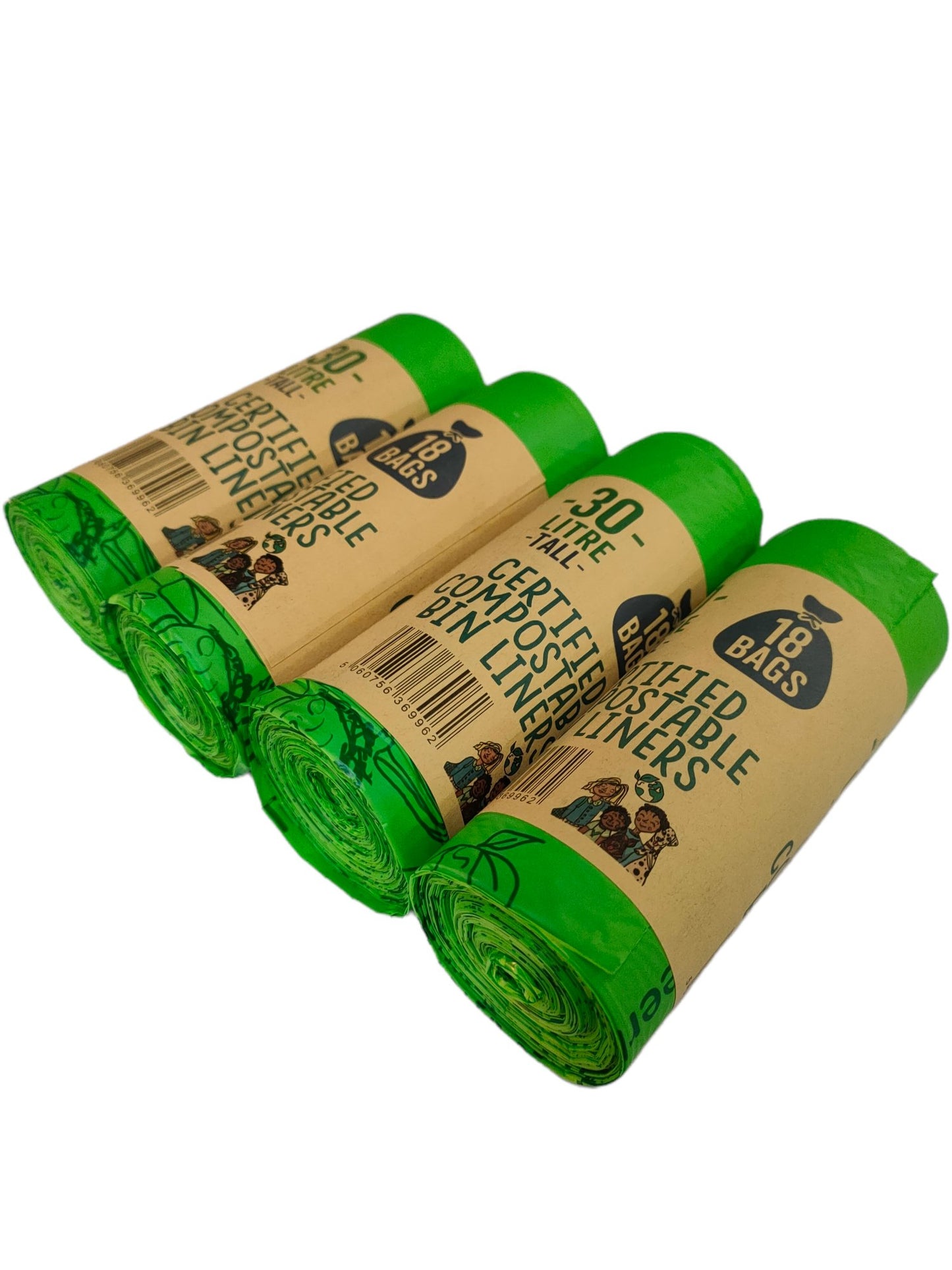 30 Litre Compostable Waste Bags | 4 Rolls of 18 Bags | Eco Green Living - EcoGreenLiving