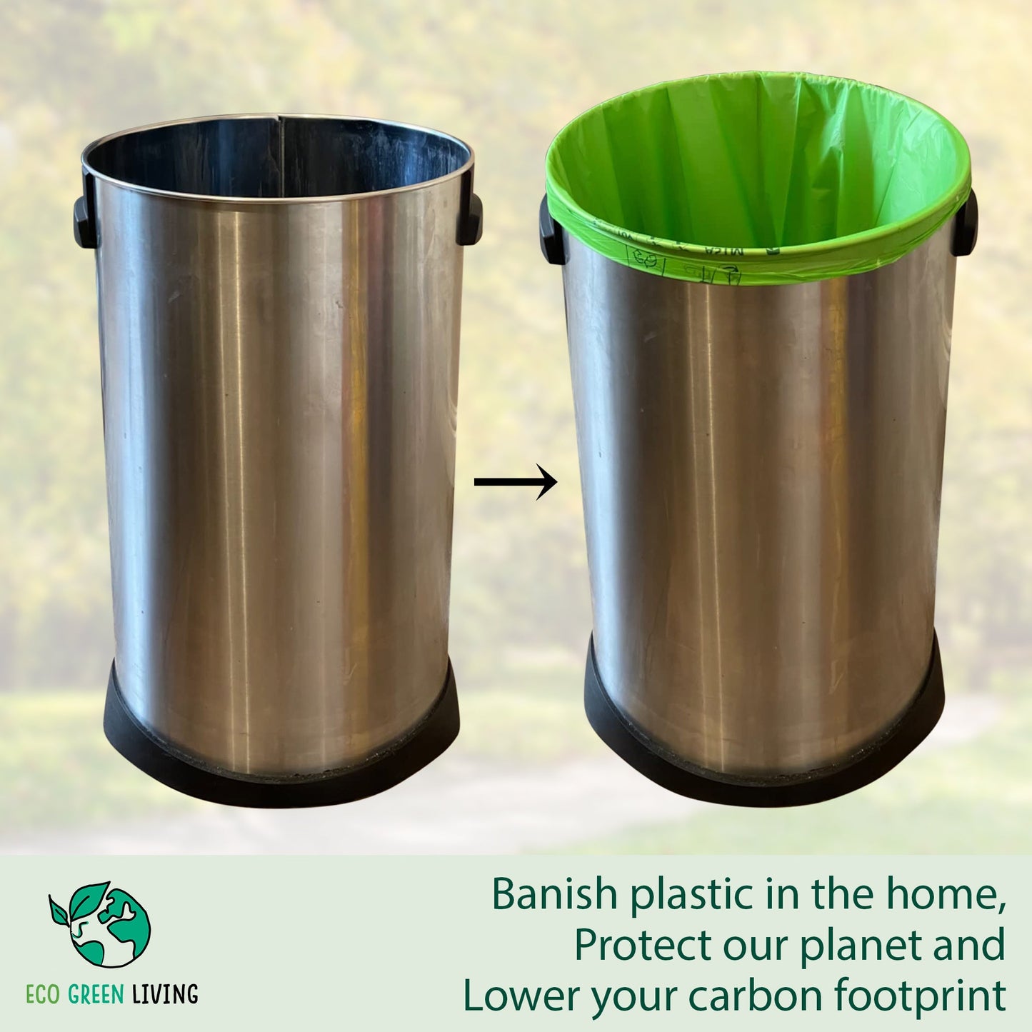 60L Compostable Waste Bags | 1 Roll of 10 Bags | Eco Green Living - Eco Green Living