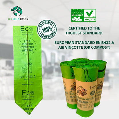 60L Compostable Waste Bags | 2 Rolls of 10 Bags | Eco Green Living - EcoGreenLiving