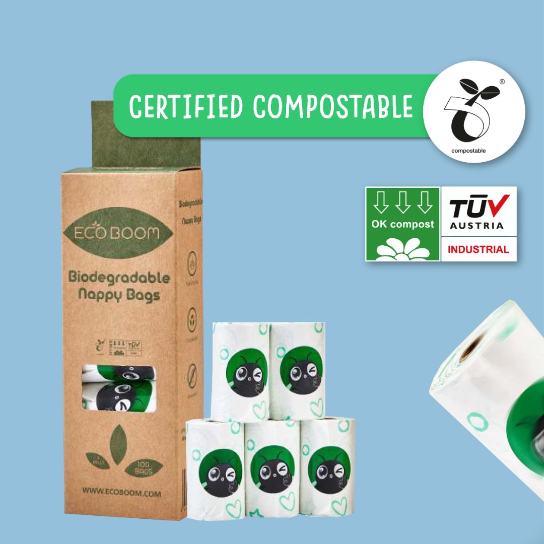 Biodegradable & Compostable Nappy Bags | 3 X Packs of 100 bags - EcoGreenLiving