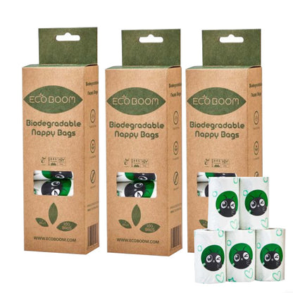 Biodegradable & Compostable Nappy Bags | 3 X Packs of 100 bags - EcoGreenLiving