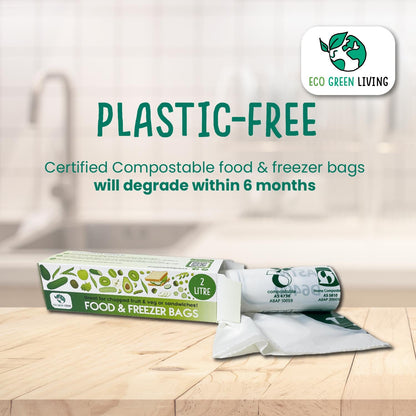 Certified Compostable Food & Freezer Bags Pack 2 Litre & 4 Litre (120 bags total) - Eco Green Living