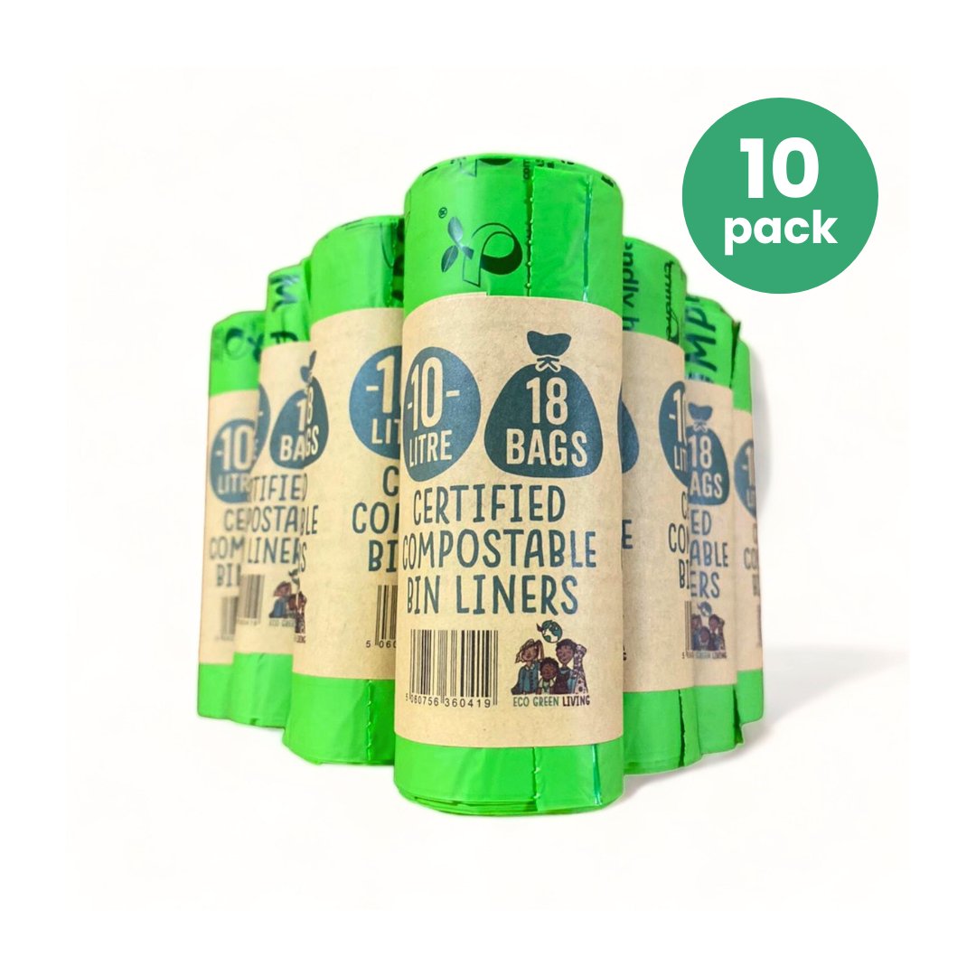 Compostable 10 Litre Food Caddy Bags Bundle (10 pack) - Eco Green Living