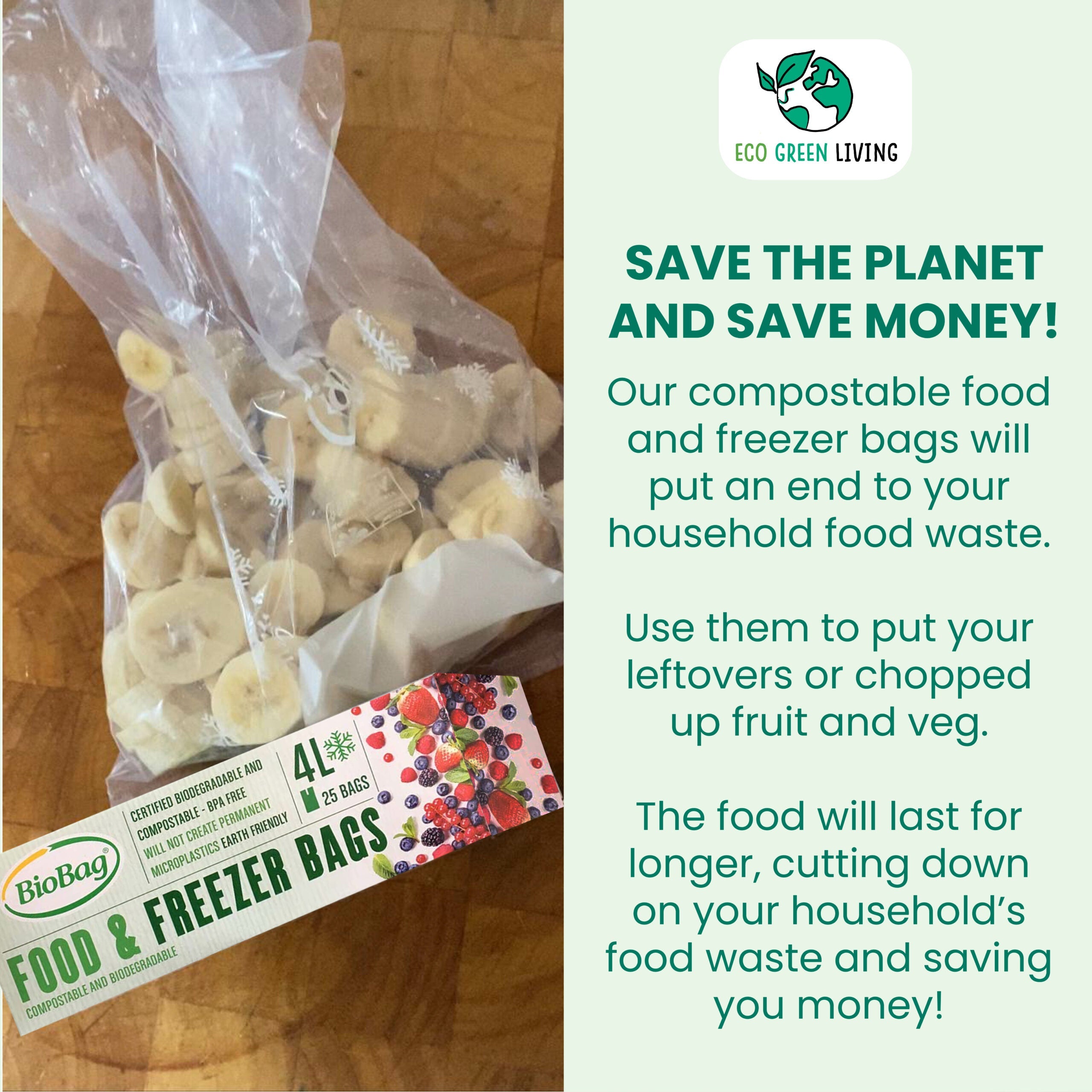 Compostable 4 Litre Food and Freezer Bags - 1 Roll of 25 bags –  EcoGreenLiving