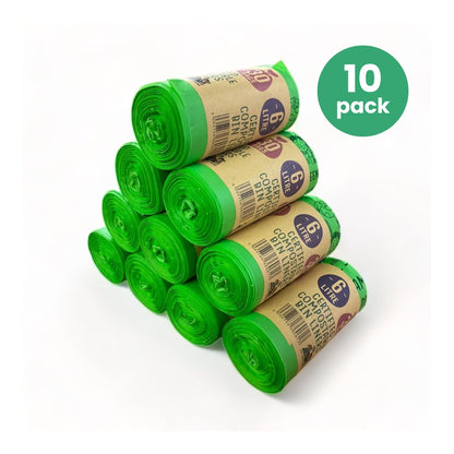 Compostable 6 Litre Food Caddy Bundle (10 pack) - Eco Green Living
