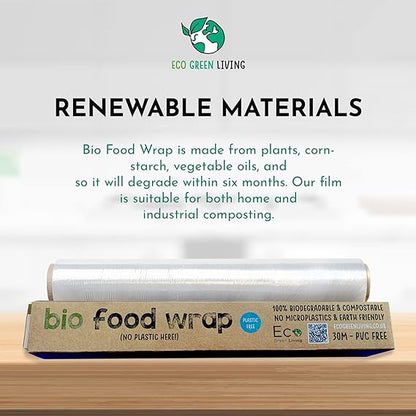 Compostable Cling Film Without The Plastic - Recycled Packaging - 3 x rolls 30cm x 30m - EcoGreenLiving