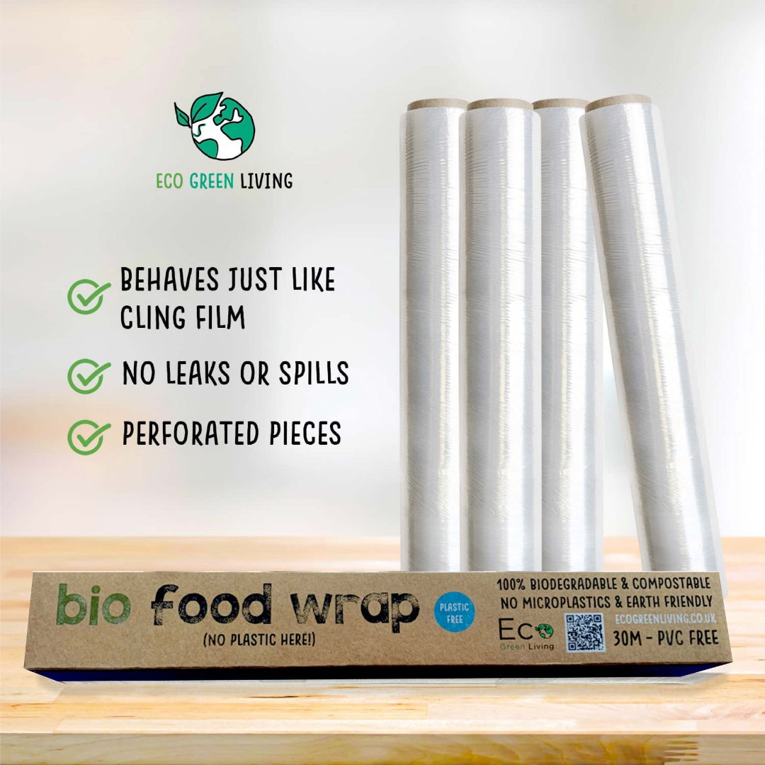 Compostable Cling Film Without The Plastic - Recycled Packaging - 4 x rolls 30cm x 30m - EcoGreenLiving