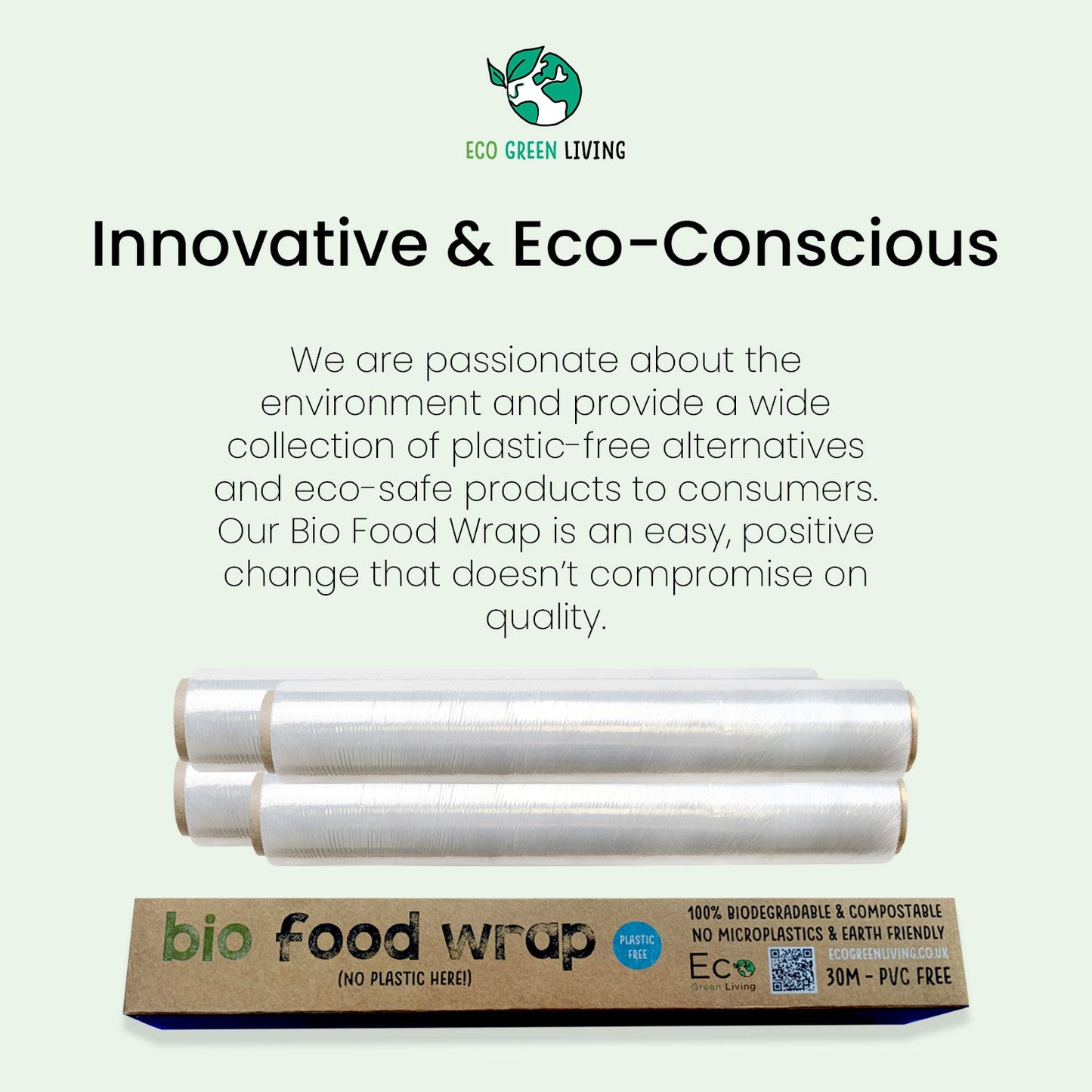 Compostable Cling Film - Zero Plastic - Recycled Packaging - 1 x 30m roll - Wholesale - EcoGreenLiving