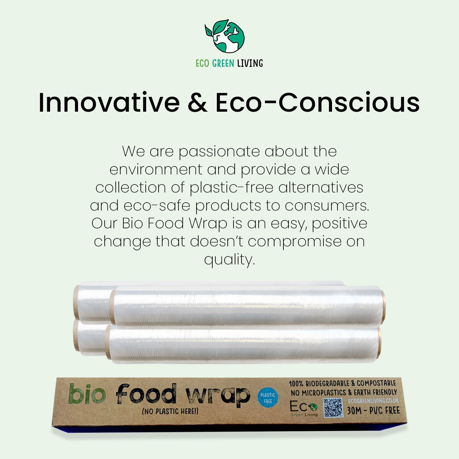 Compostable Cling Film - Zero Plastic - Recycled Packaging - 1 x 30m roll - Wholesale - EcoGreenLiving