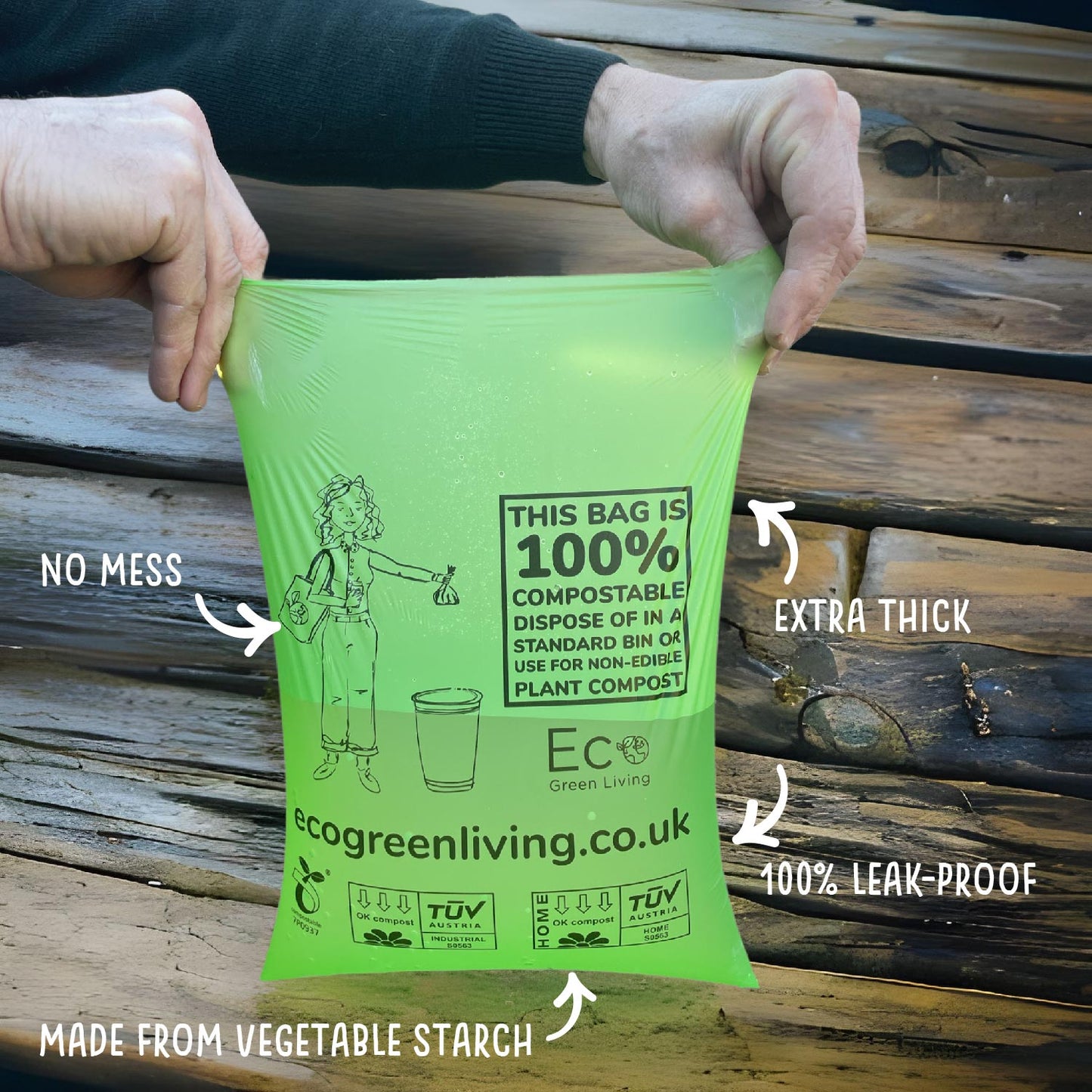 Compostable Dog Waste Bags - EGL - 3 x 4 Rolls of 15 Bags - 180 Bags - EcoGreenLiving