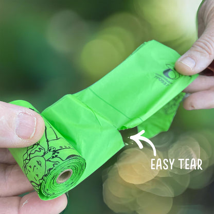 Compostable Dog Waste Bags - EGL - 3 x 4 Rolls of 15 Bags - 180 Bags - EcoGreenLiving