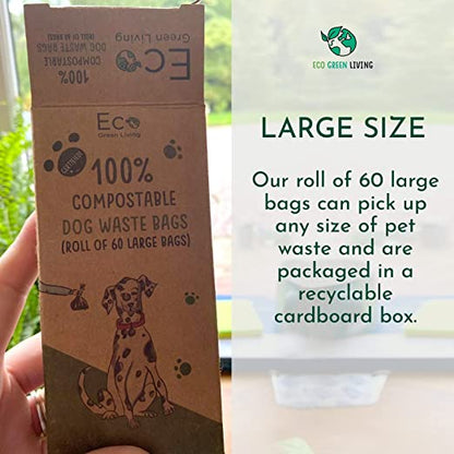 Compostable Dog Waste Bags - EGL - 4 x 4 Rolls of 15 Bags - 240 Bags - EcoGreenLiving