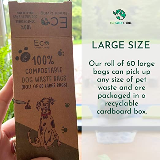 Compostable Dog Waste Bags - EGL - 4 x 4 Rolls of 15 Bags - 240 Bags - EcoGreenLiving