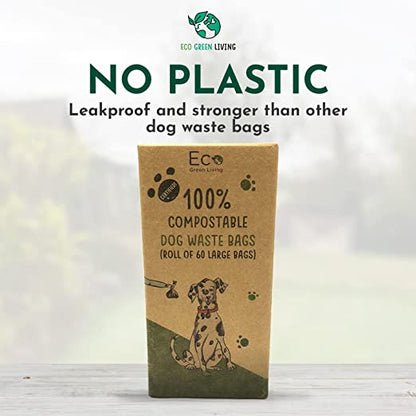 Compostable Dog Waste Bags - EGL - 4 x 4 Rolls of 15 Bags - 240 Bags - EcoGreenLiving