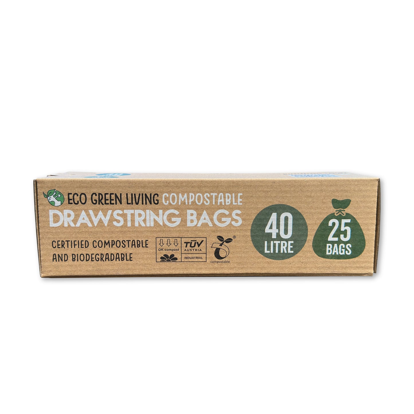 Compostable Drawstring Bin Bags | 40 Litre (25 bags) - EcoGreenLiving