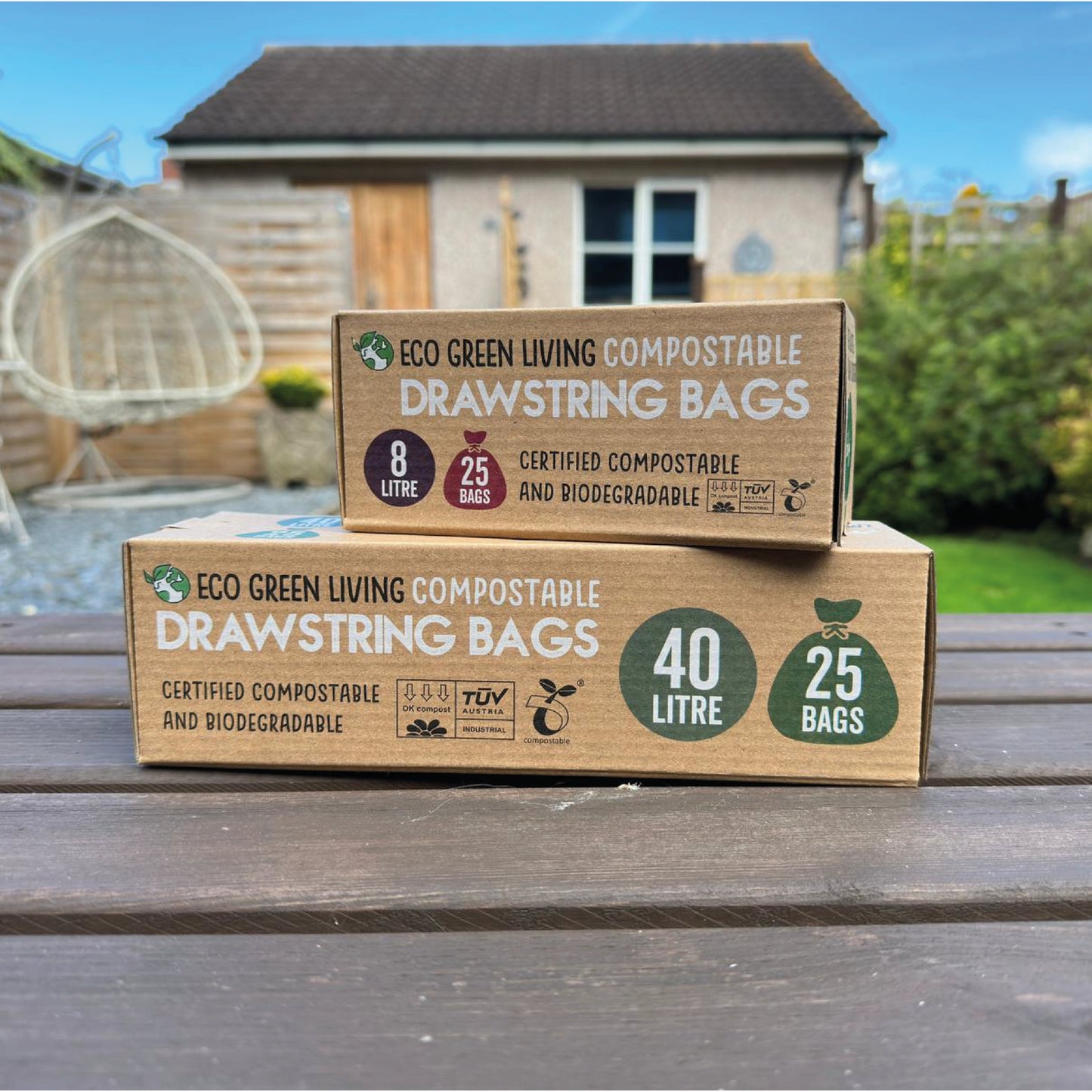 Compostable Drawstring Bin Bags | 8 Litre (25 bags) - EcoGreenLiving