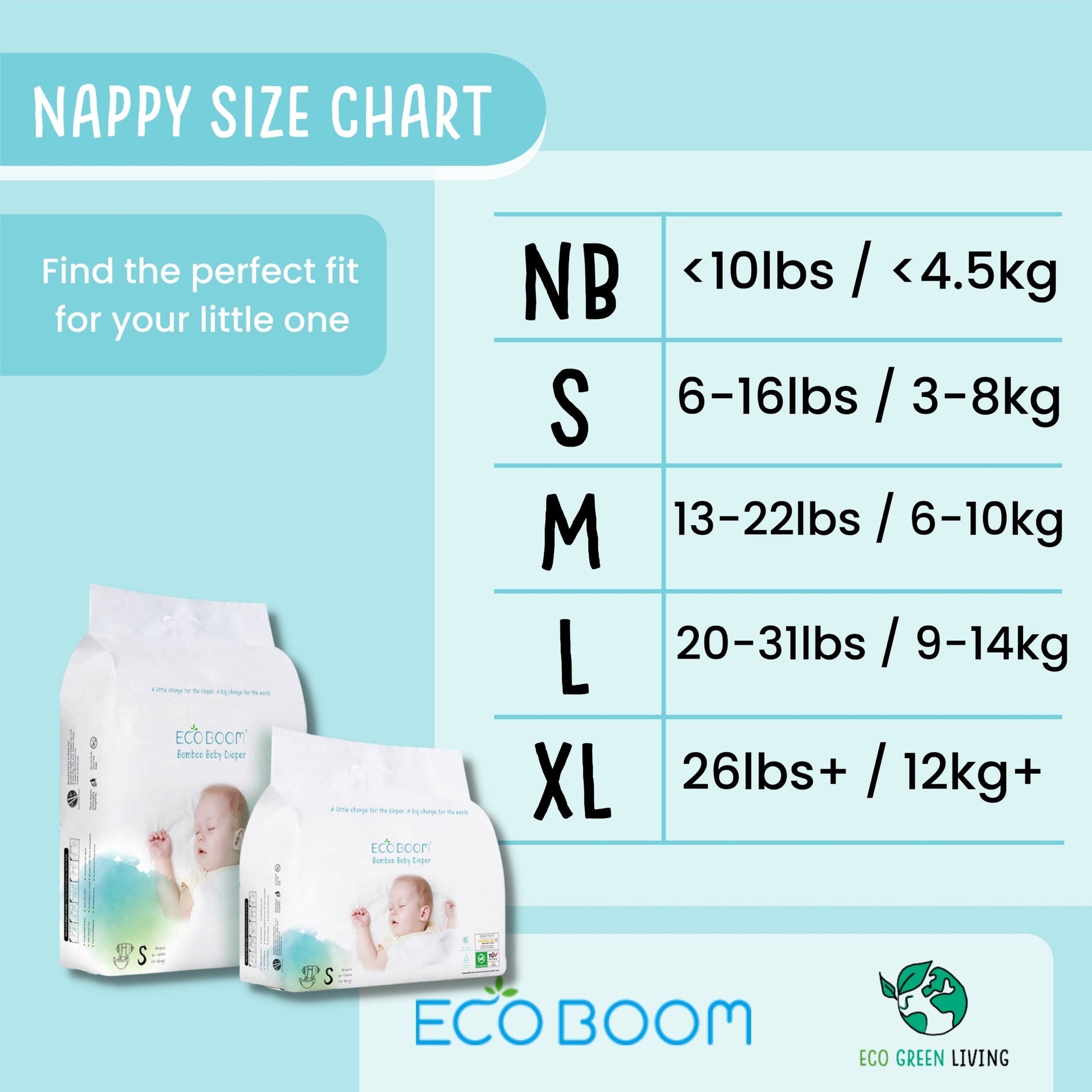 Eco Parenting Bundle- 2 Months Supply of Nappies, Nappy Bags and Baby Wipes (Small) - Eco Green Living